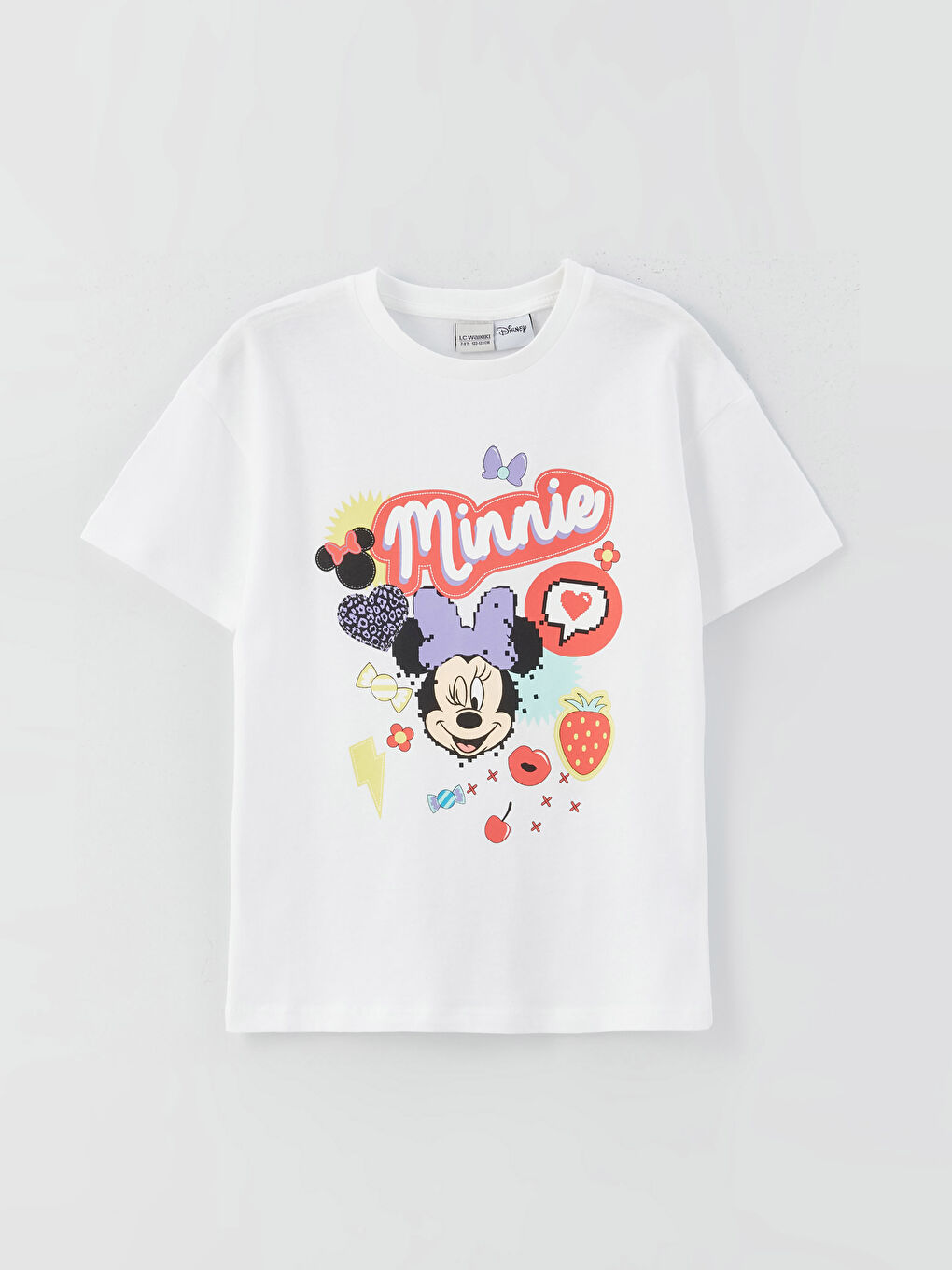 Crew Neck Minnie Mouse Printed Short Sleeve Girls' T-Shirt