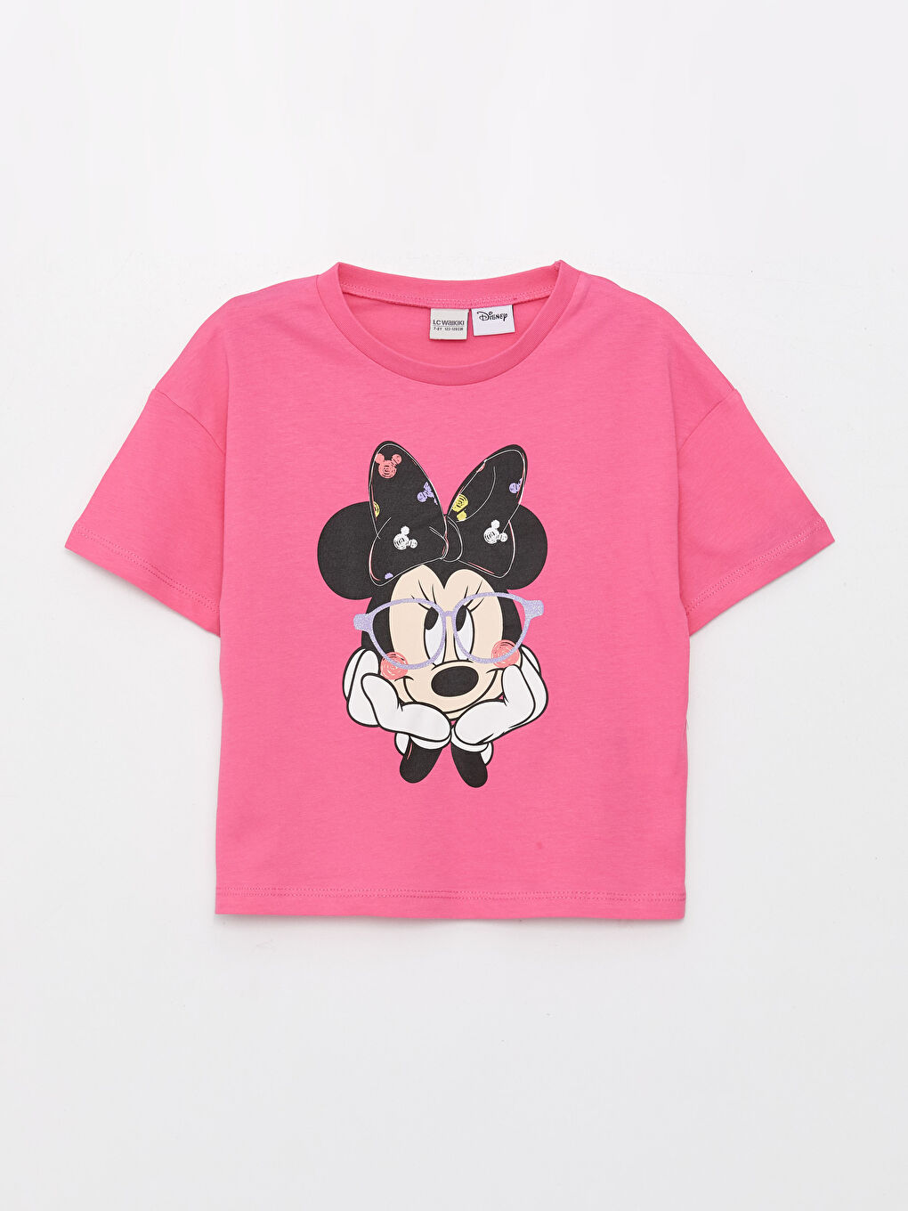 Crew Neck Minnie Mouse Printed Short Sleeve Girls' T-Shirt