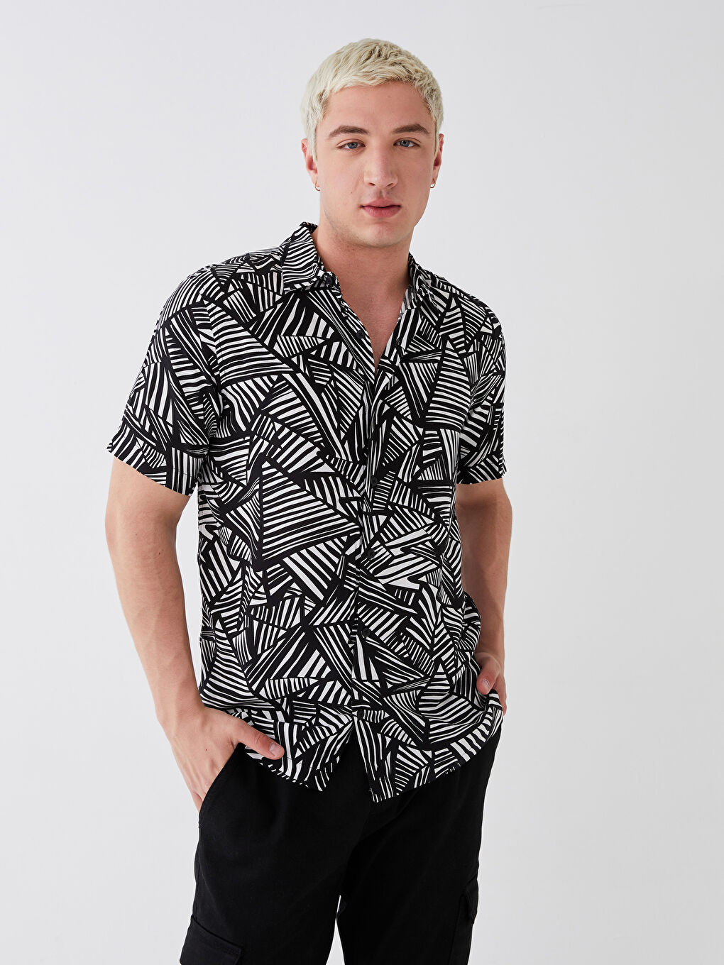 Regular Fit Short Sleeve Patterned Men's Shirt