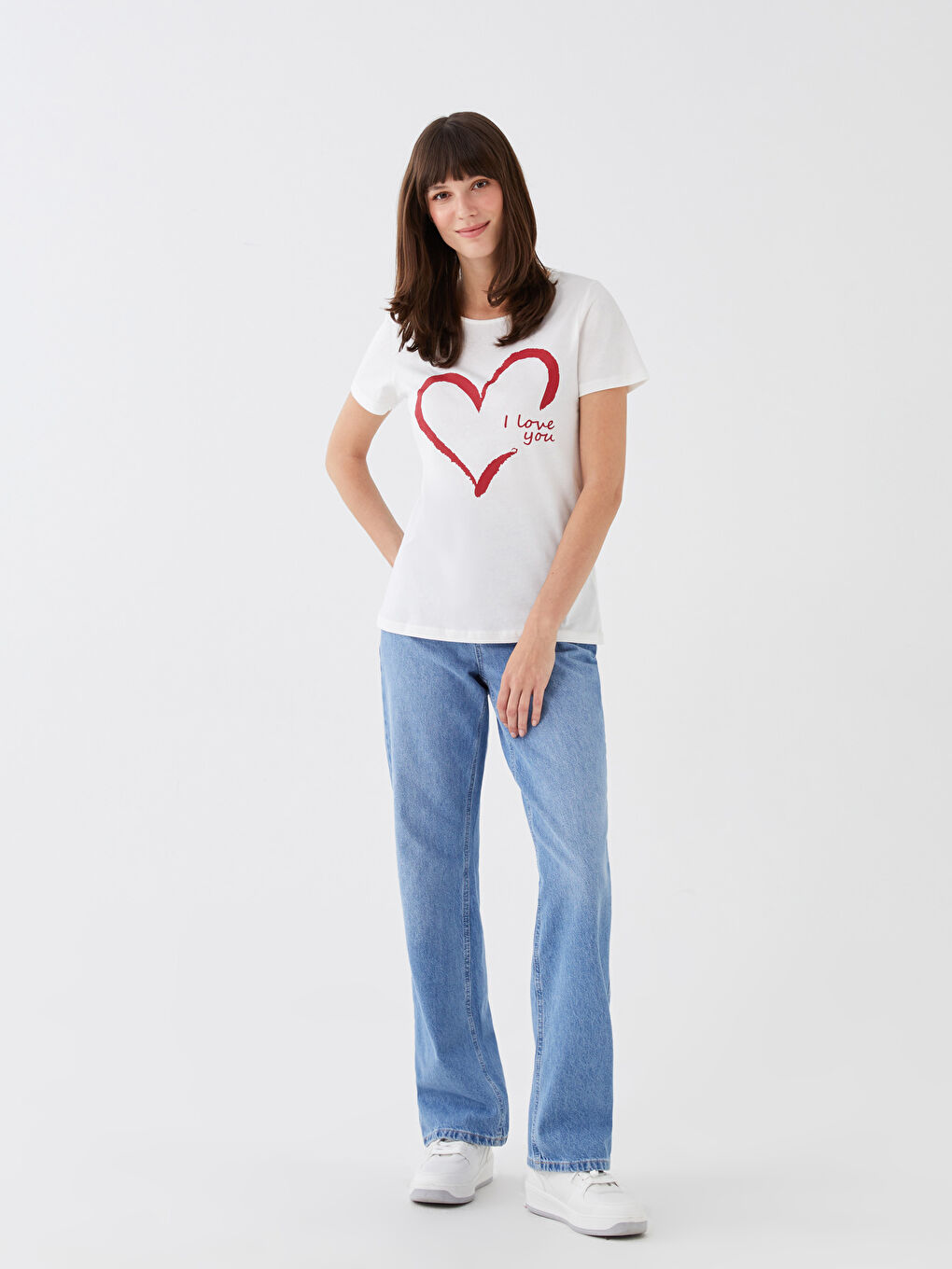 LCW ECO Crew Neck Printed Short Sleeve Women T-Shirt Mother Daughter Combination -S3G689Z8-FDU