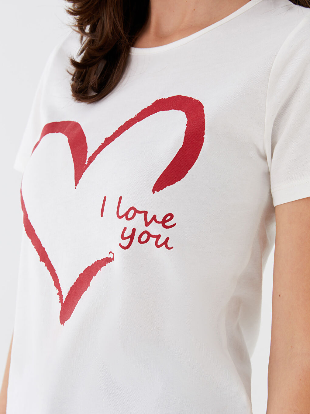 LCW ECO Crew Neck Printed Short Sleeve Women T-Shirt Mother Daughter Combination -S3G689Z8-FDU