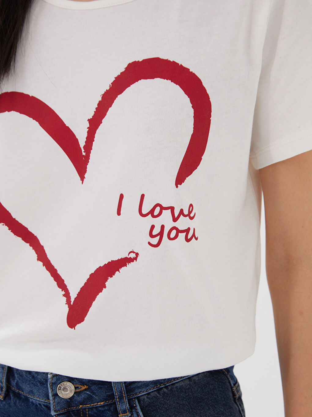 LCW ECO Crew Neck Printed Short Sleeve Women T-Shirt Mother Daughter Combination -S3G689Z8-FDU