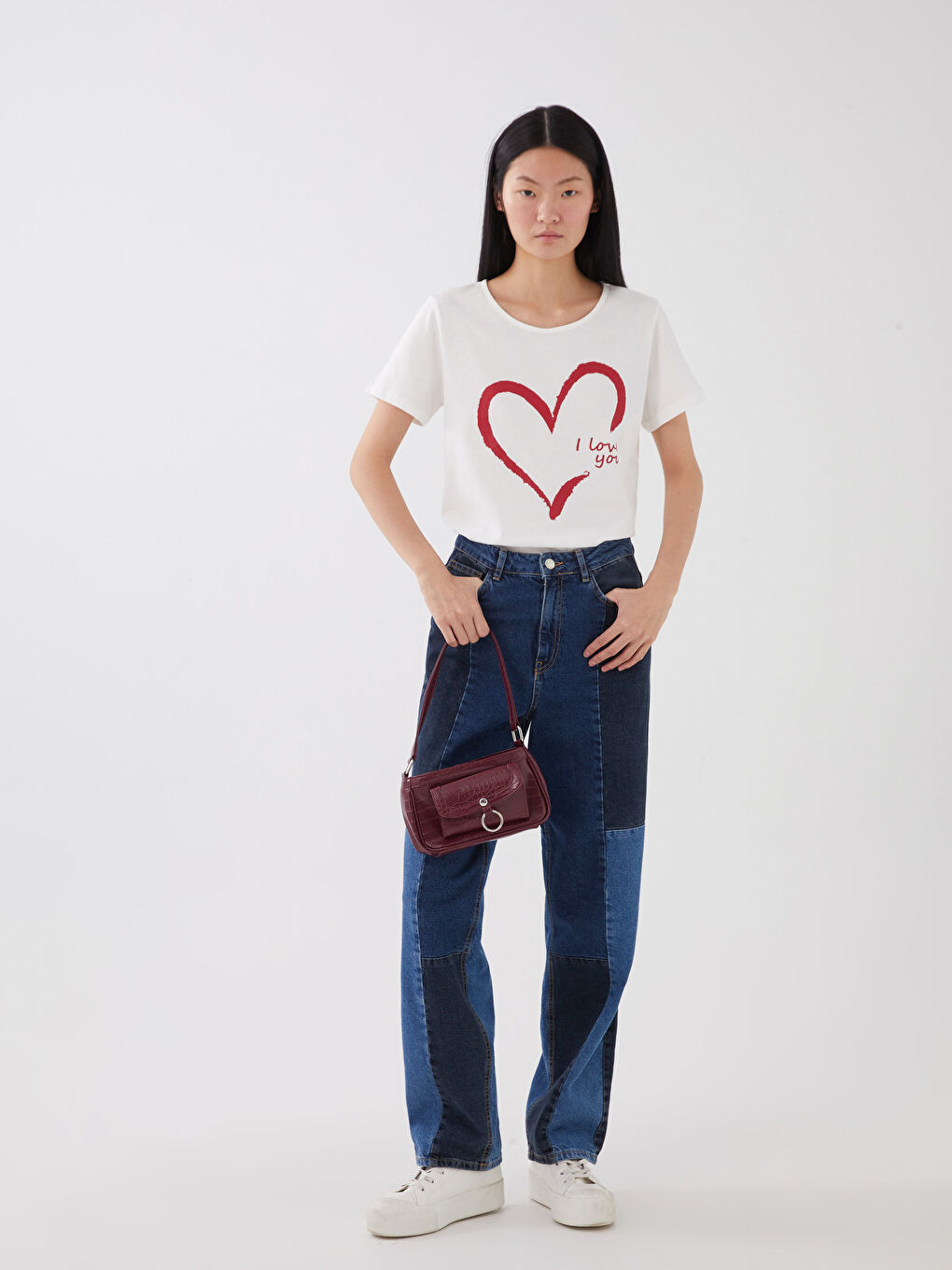 LCW ECO Crew Neck Printed Short Sleeve Women T-Shirt Mother Daughter Combination -S3G689Z8-FDU
