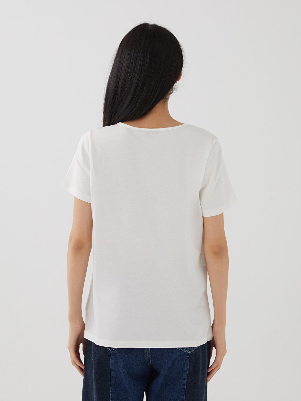 LCW ECO Crew Neck Printed Short Sleeve Women T-Shirt Mother Daughter Combination -S3G689Z8-FDU