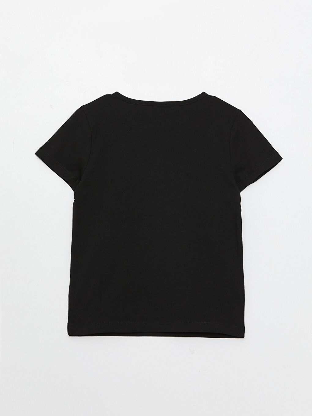 Siyah Bisiklet Yaka Baskılı Kısa Kollu Kız Çocuk Tişört Anne Kız Kombini-4