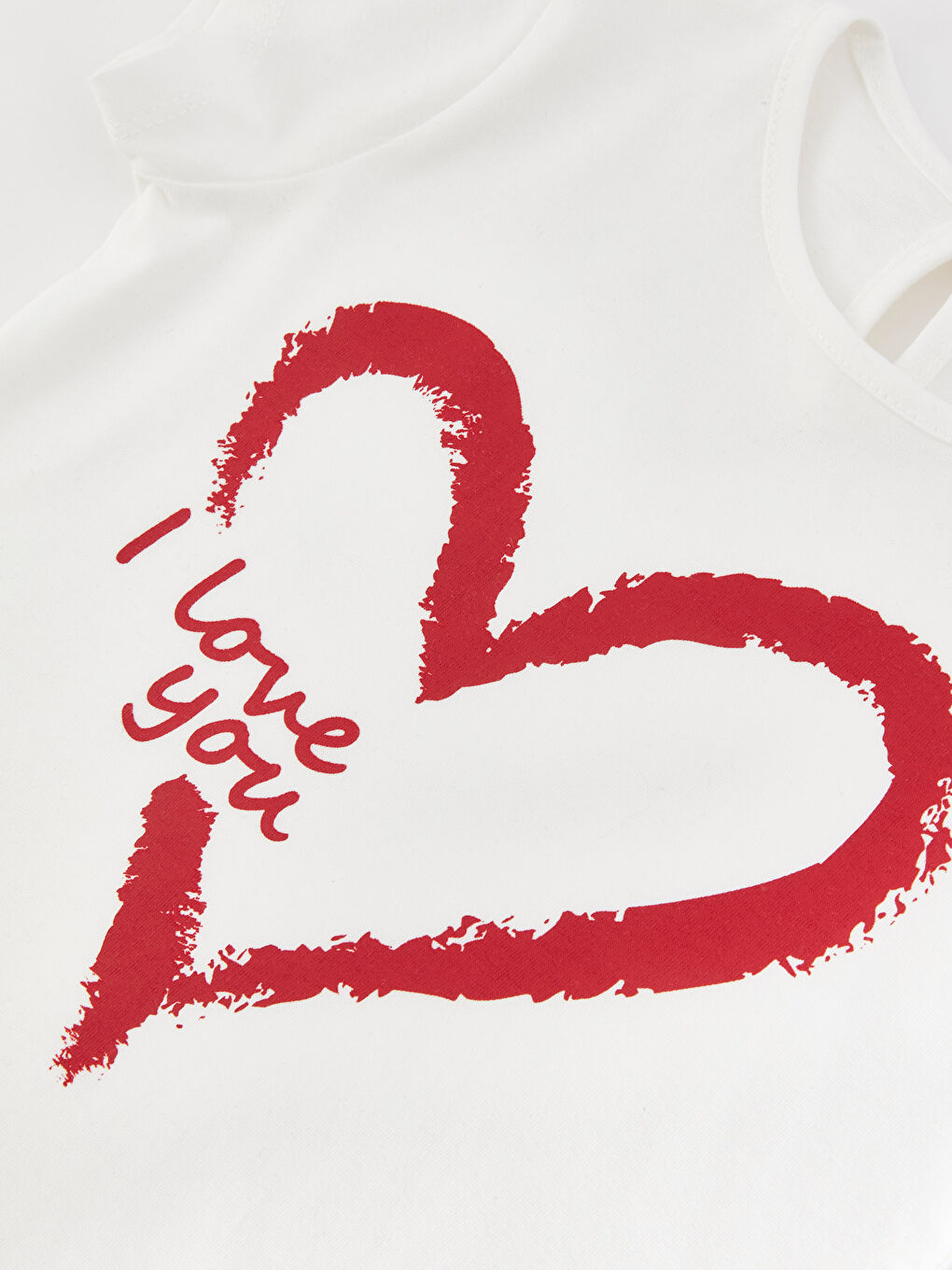 Ekru Bisiklet Yaka Kısa Kollu Baskılı Kız Bebek Tişört Anne Kız Kombini-3