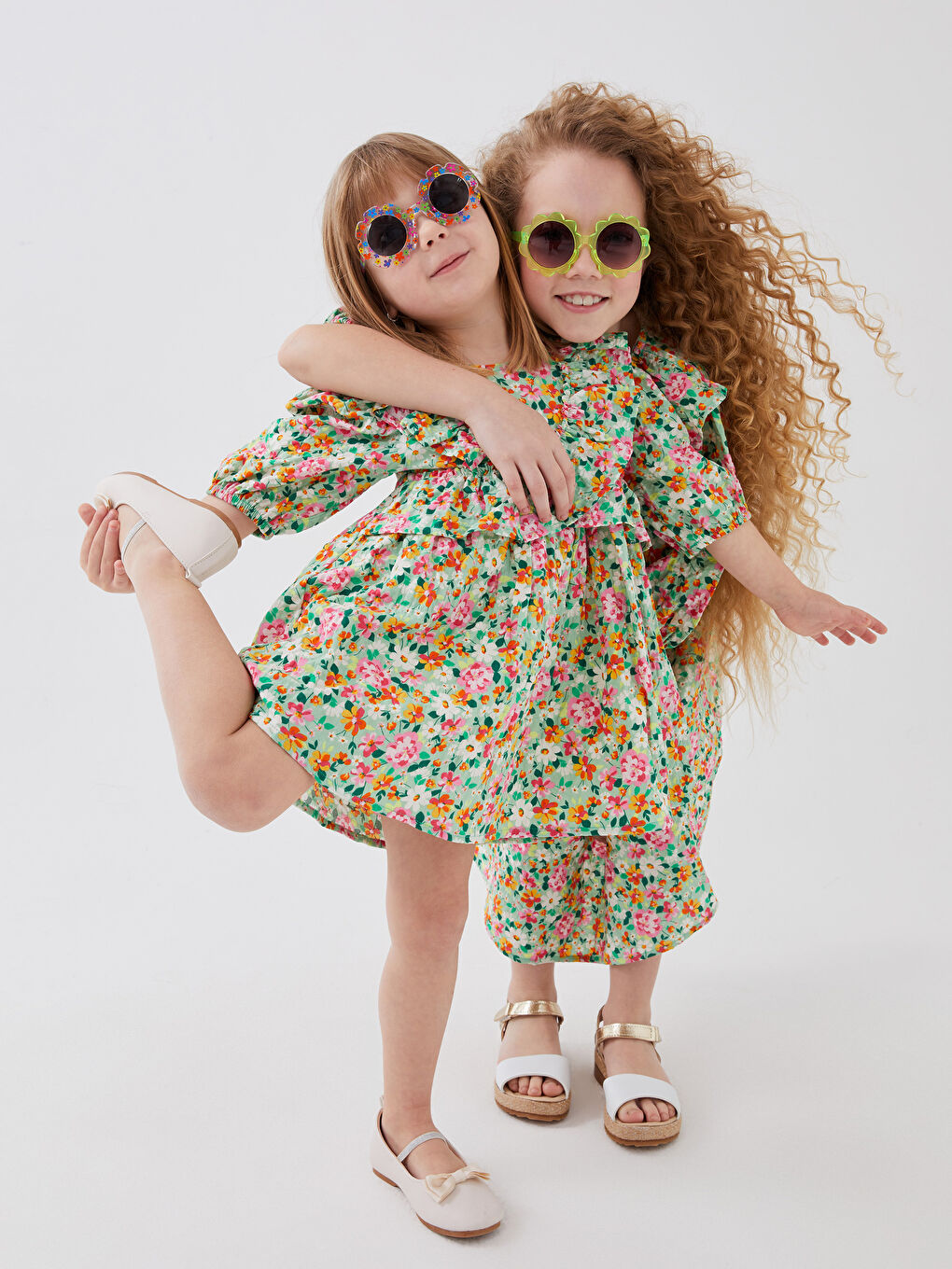 Crew Neck Patterned Baby Girls' Dress-2