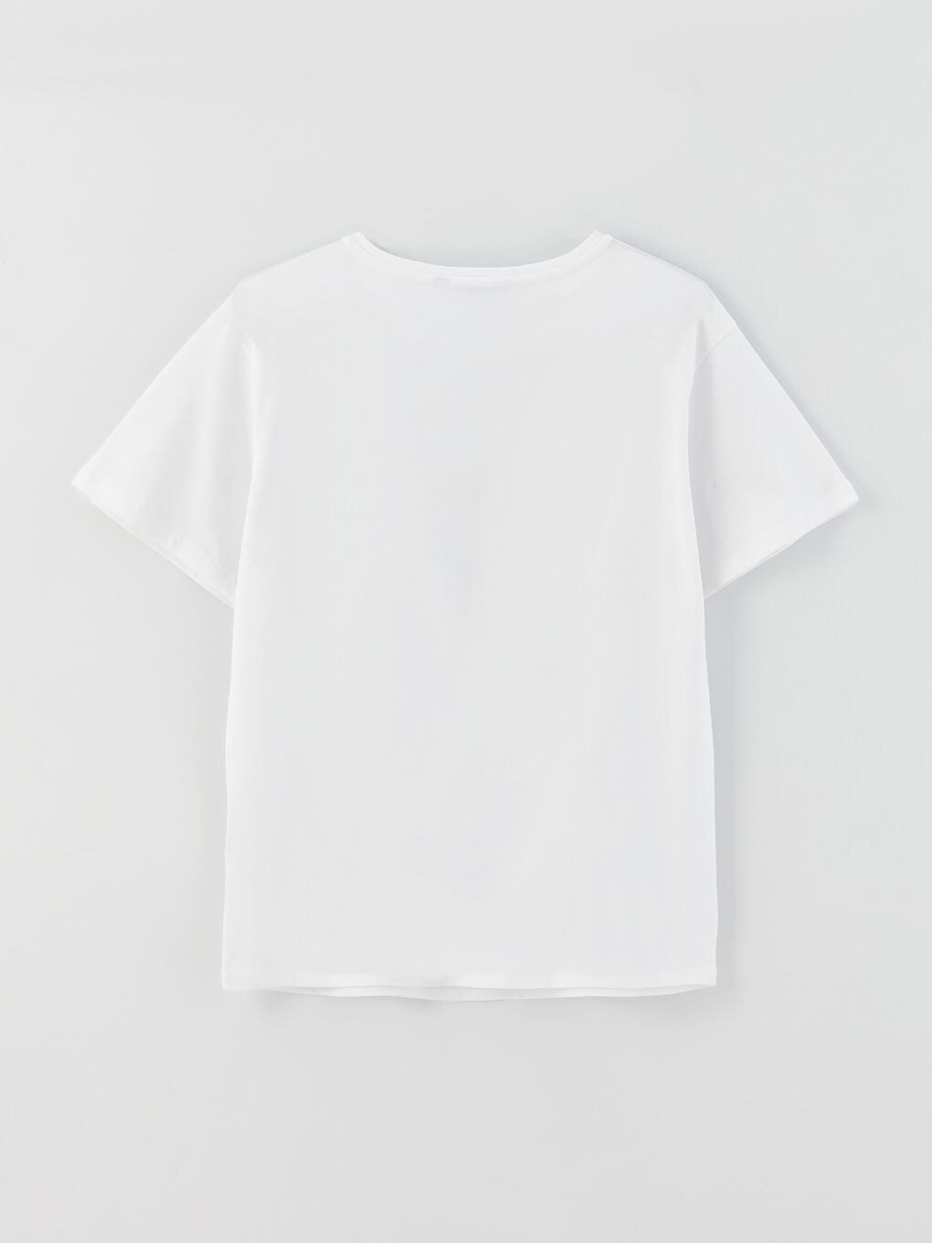 Beyaz Bisiklet Yaka Baskılı Kısa Kollu Kadın Tişört Anne Kız Kombini-12