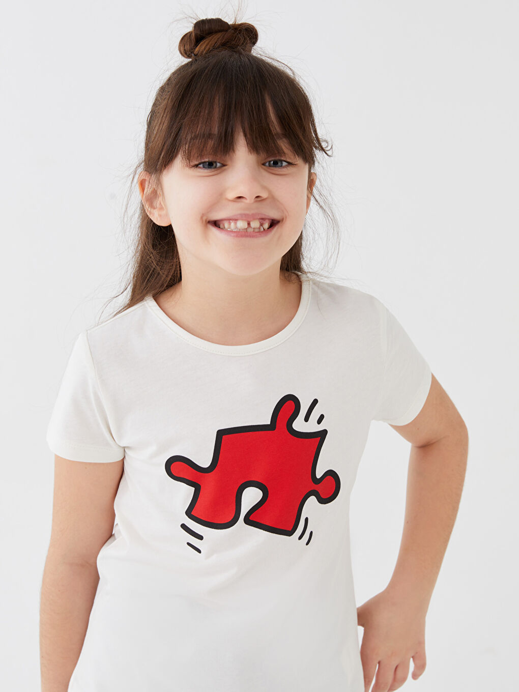 LCW ECO Crew Neck Printed Short Sleeve Girls T-Shirt Mother Daughter Combination -S3G698Z4-FDU