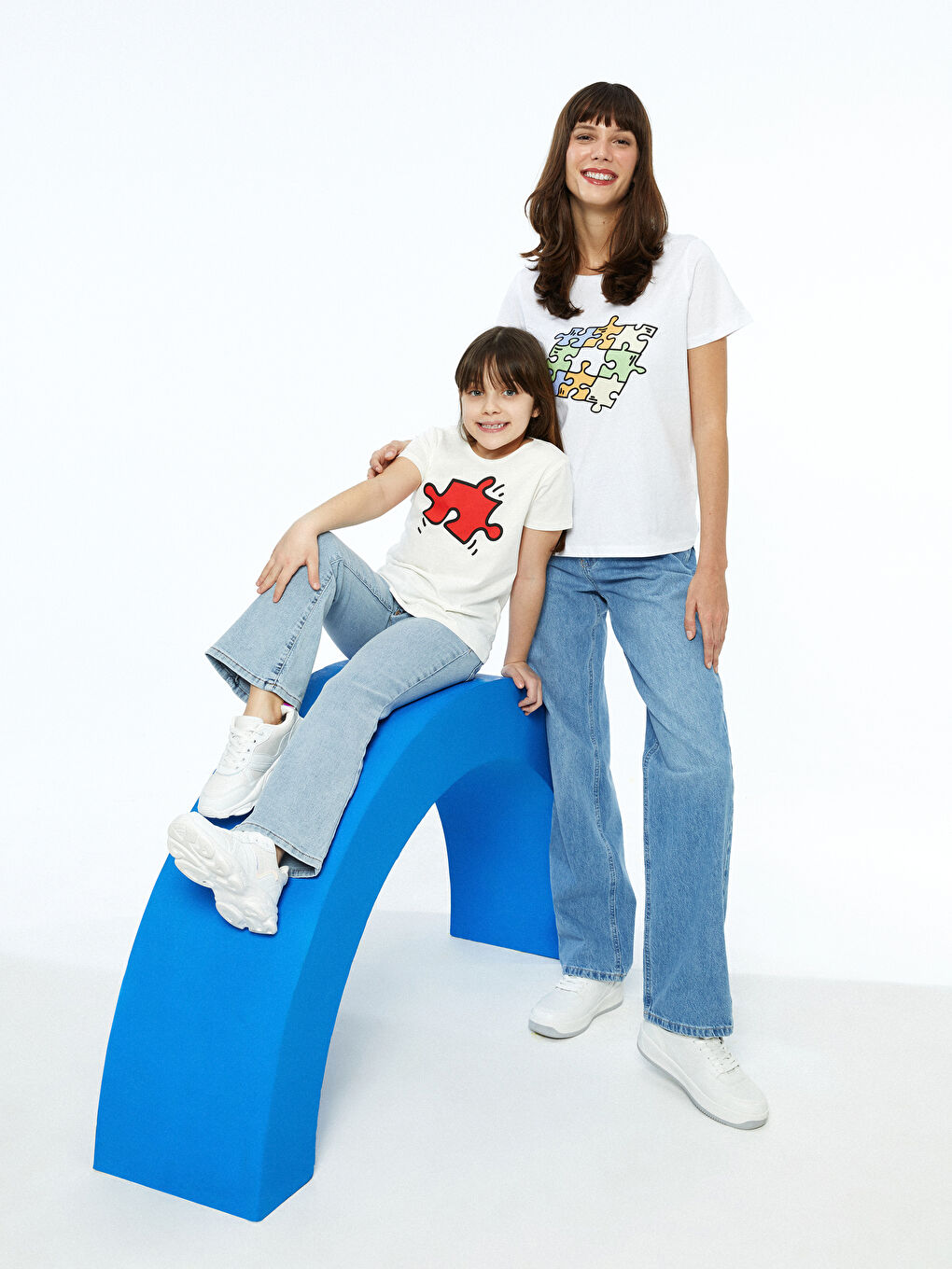 LCW ECO Crew Neck Printed Short Sleeve Girls T-Shirt Mother Daughter Combination -S3G698Z4-FDU
