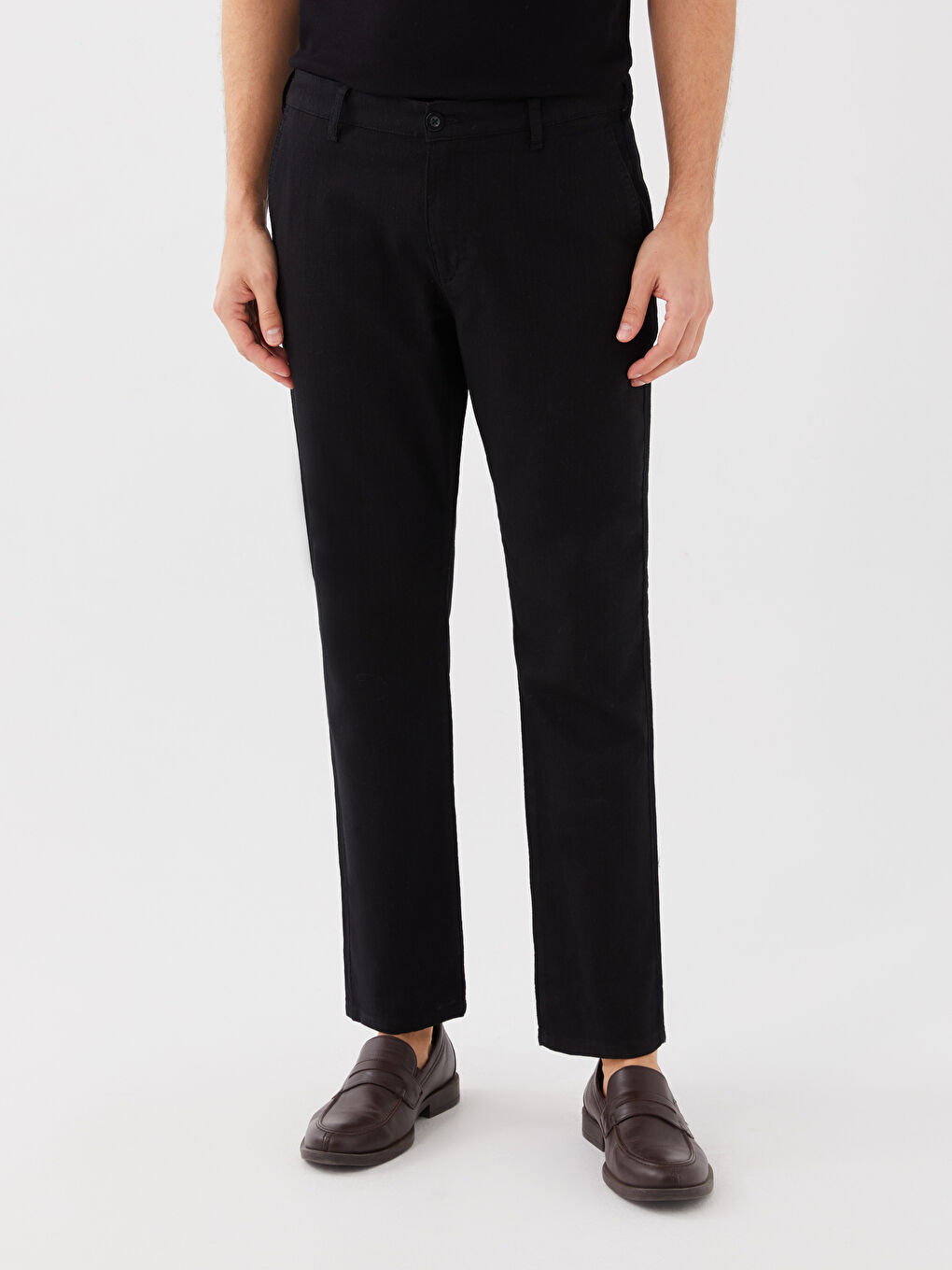 Siyah Standart Kalıp Erkek Chino Pantolon-3