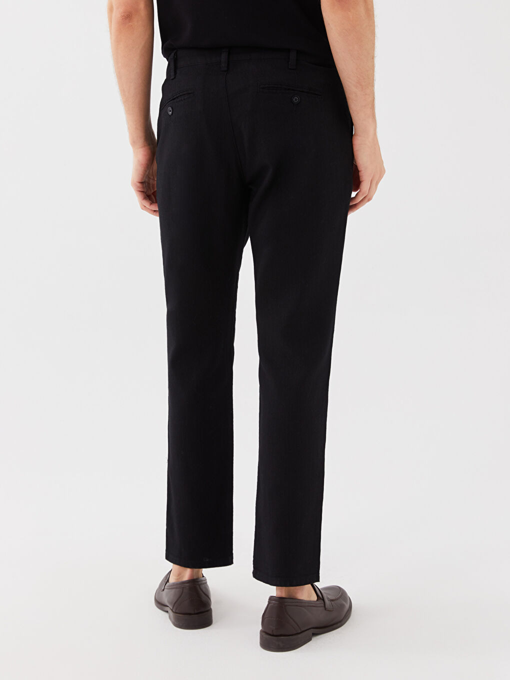 Siyah Standart Kalıp Erkek Chino Pantolon-4