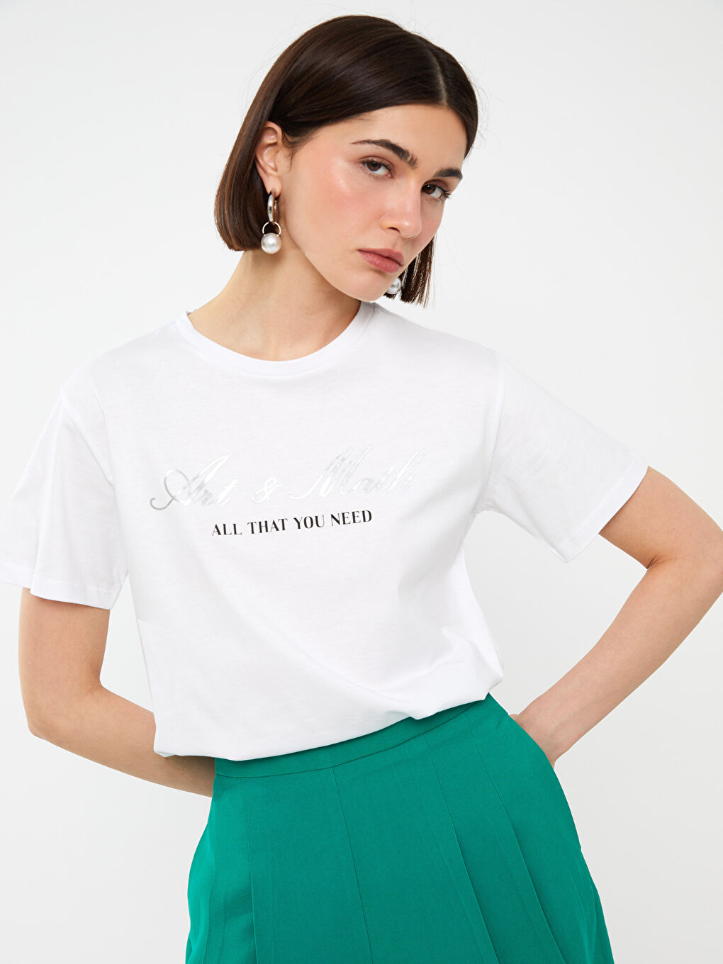 Crew Neck Printed Short Sleeve Women's T-Shirt-1