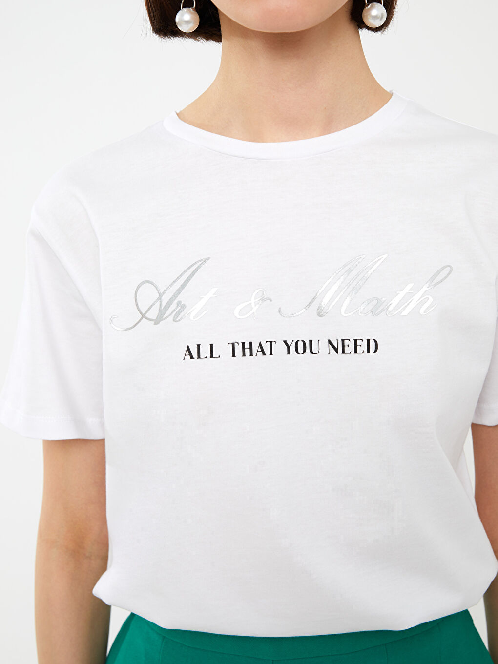 Crew Neck Printed Short Sleeve Women's T-Shirt-3