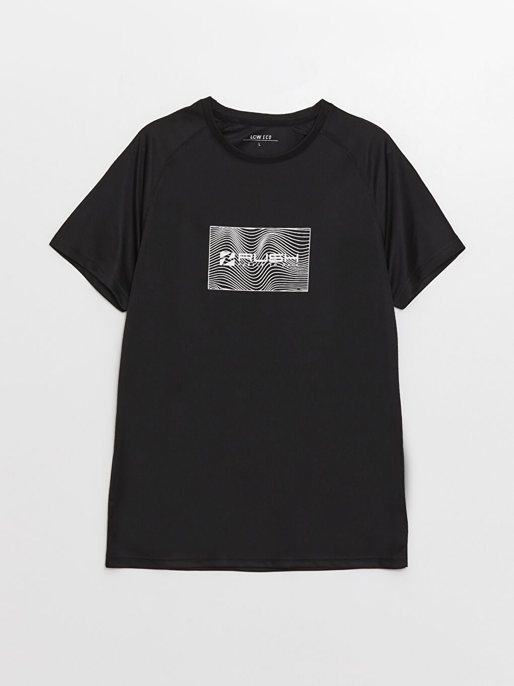 Siyah Bisiklet Yaka Kısa Kollu Baskılı Erkek Tişört-5