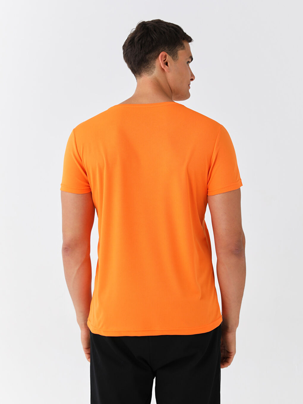 Turuncu Bisiklet Yaka Kısa Kollu Baskılı Erkek Tişört-4