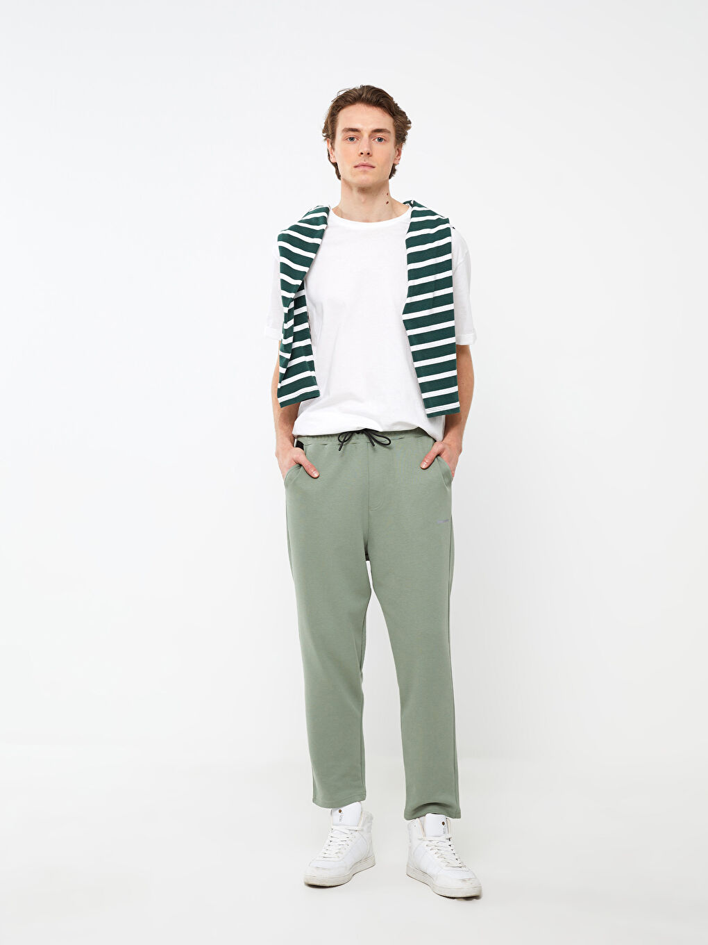 Haki Slim Fit Erkek Eşofman Altı-1