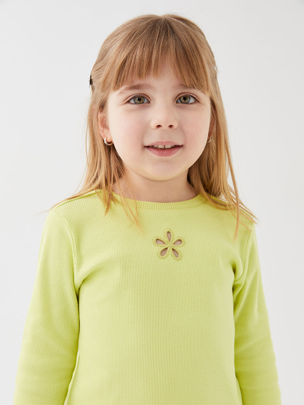 Crew Neck Long Sleeve Embroidered Baby Girls' T-Shirt-1