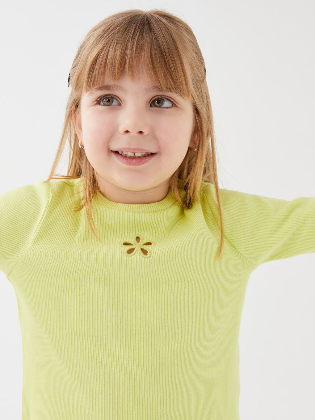 Crew Neck Long Sleeve Embroidered Baby Girls' T-Shirt-2