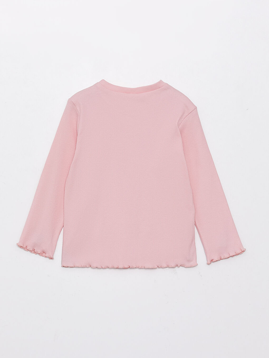 Pembe Bisiklet Yaka Uzun Kollu Nakışlı Kız Bebek Tişört-4