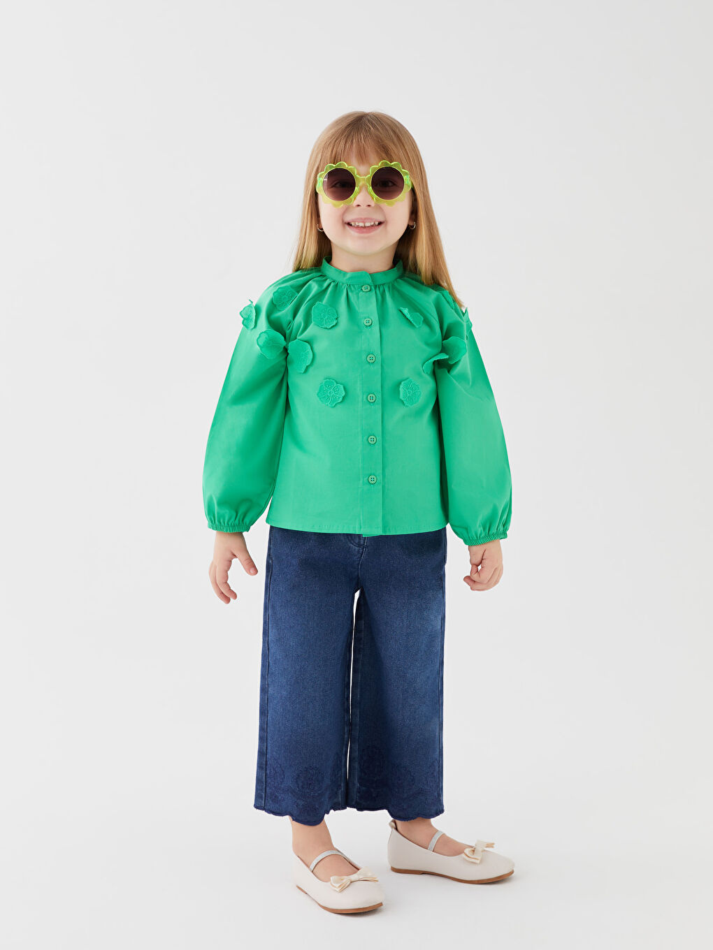 Elasticated Waist Basic Baby Girls' Jeans-1