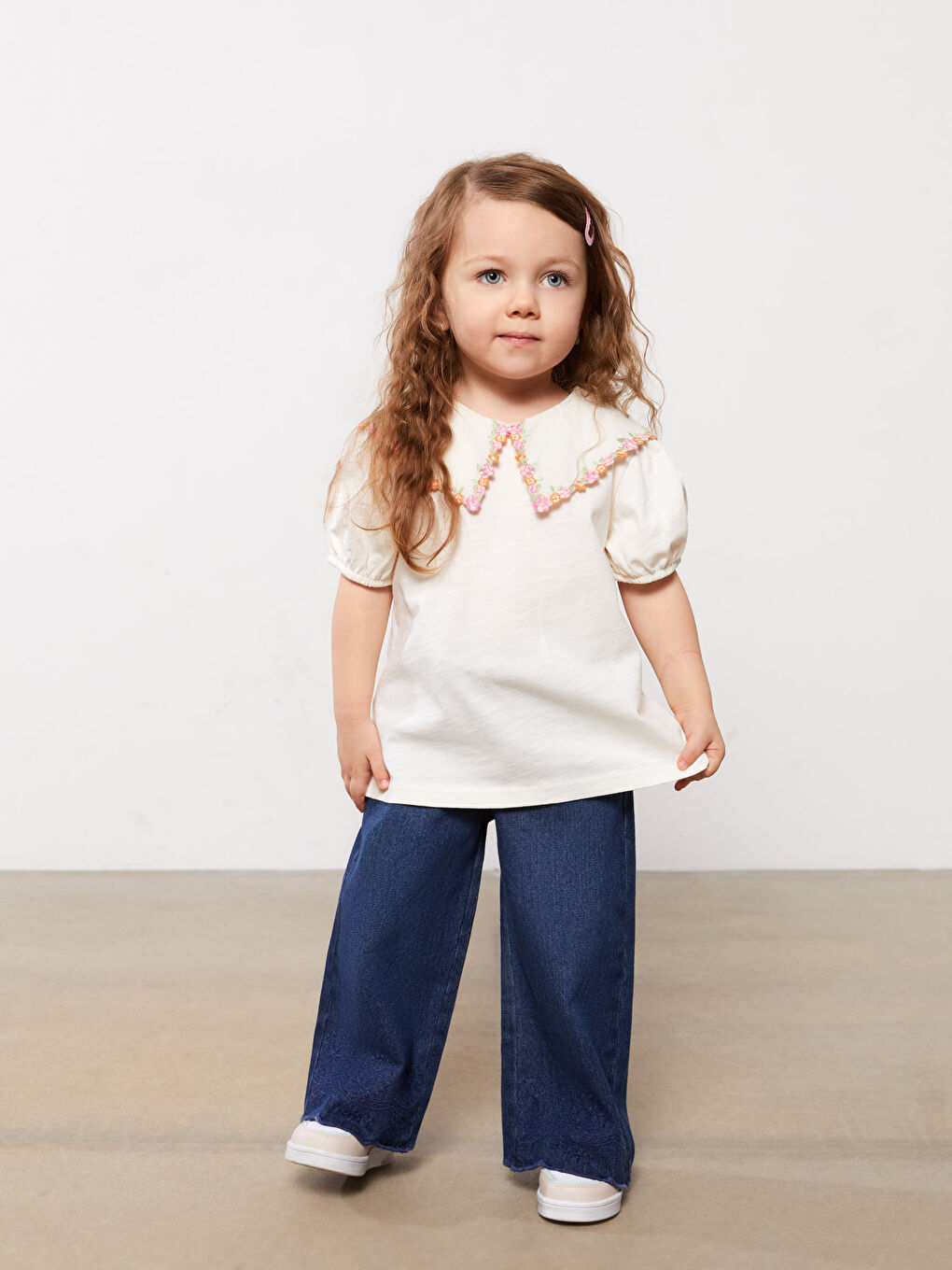 Elasticated Waist Basic Baby Girls' Jeans-2