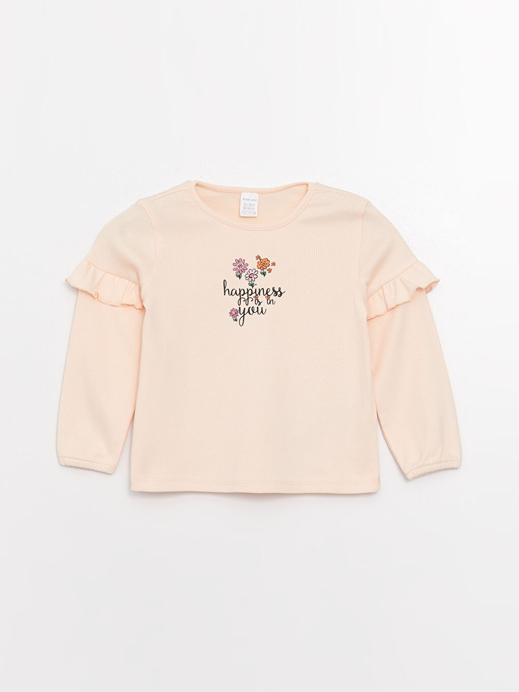 Pembe Bisiklet Yaka Kız Bebek Tişört 2'li-1