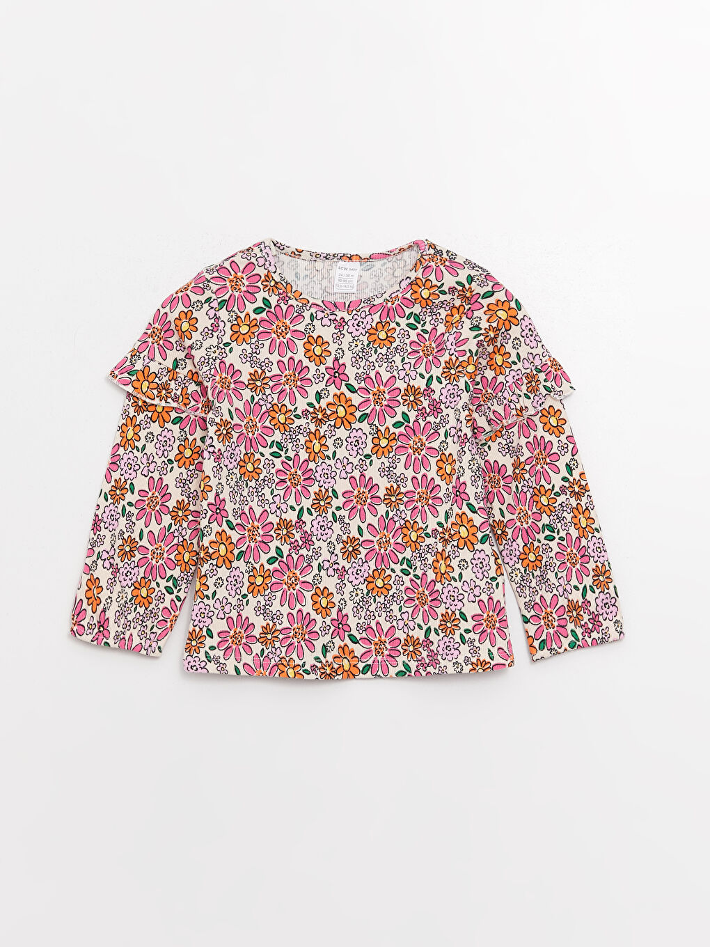 Pembe Bisiklet Yaka Kız Bebek Tişört 2'li-2