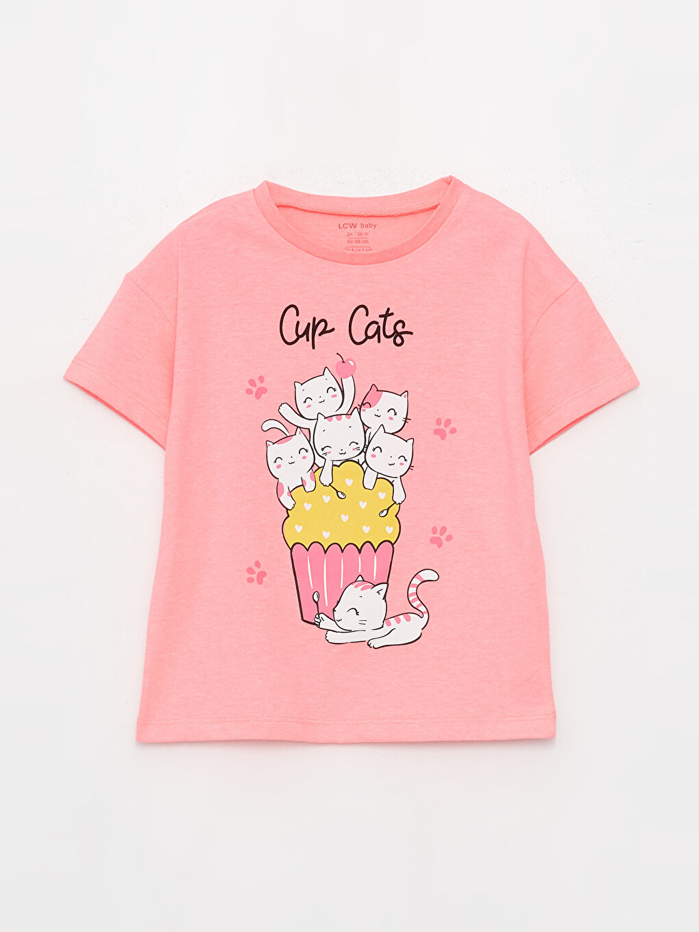 Siyah Bisiklet Yaka Baskılı Kız Bebek Tişört 2'li-1