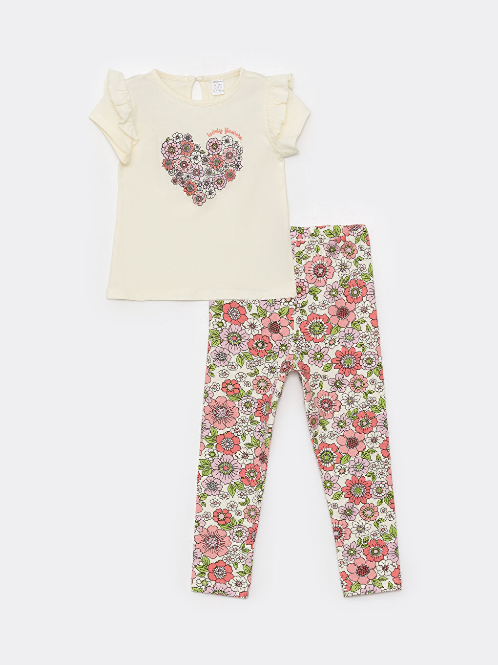 Blouse à Manches Courtes Col Rond Imprimée et Leggings Lot de 2 pour Bébé Fille