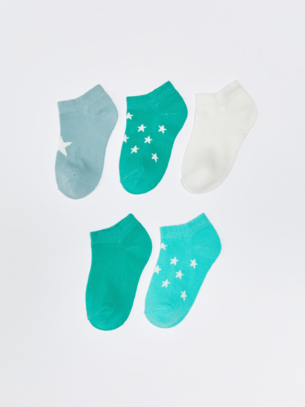 Yeşil Baskılı Erkek Bebek Patik Çorap 5'li