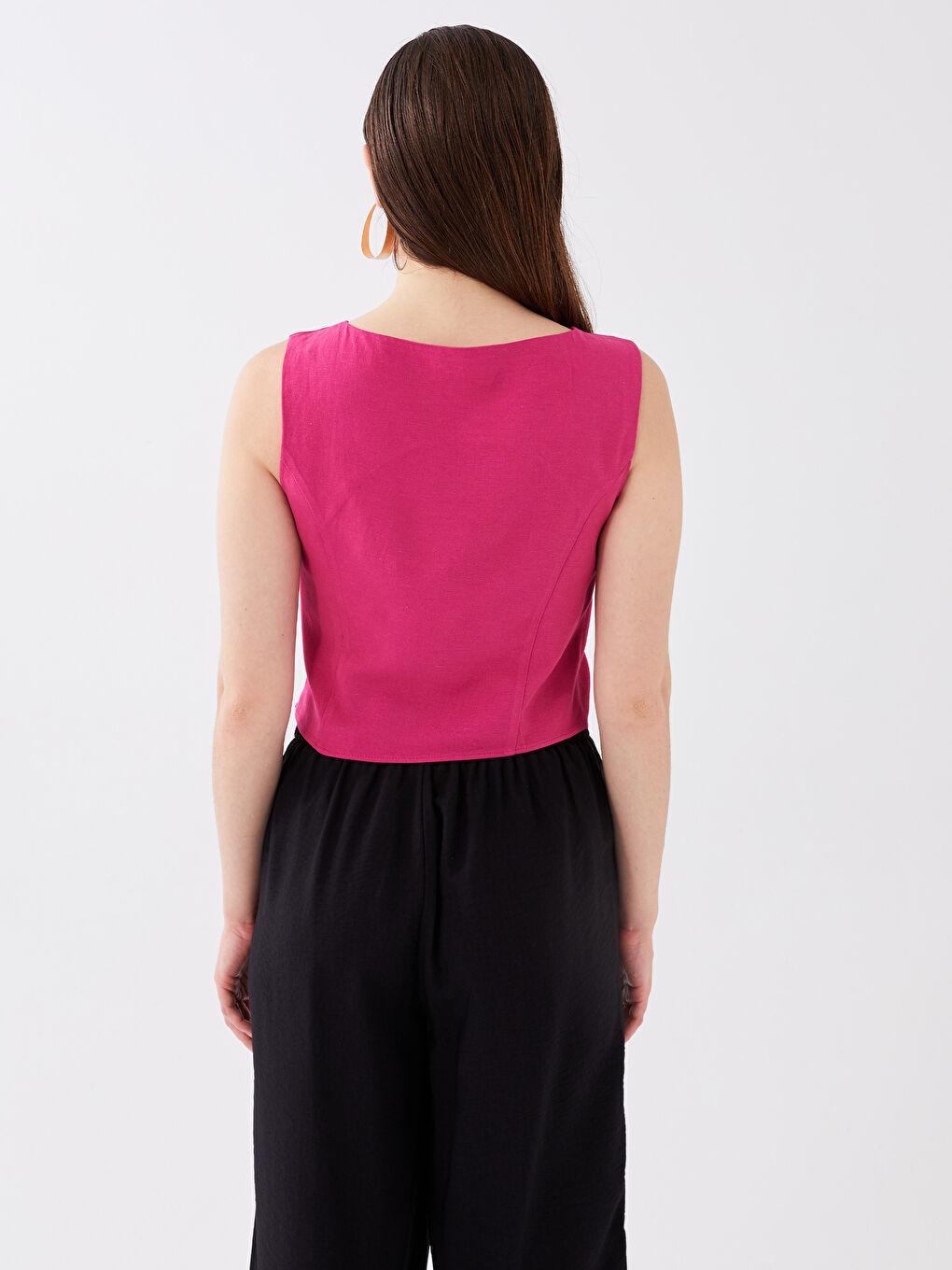 Boat Neck Straight Sleeveless Crop Women's Blouse -S3G764Z8-GZN