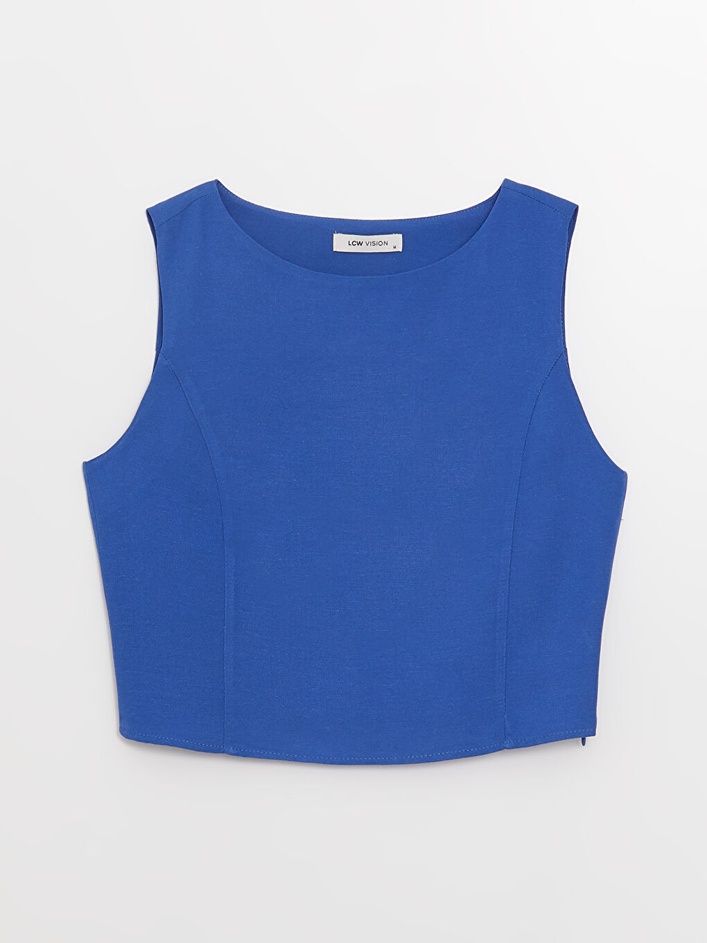 Boat Neck Straight Sleeveless Crop Women's Blouse -S3G764Z8-R4E