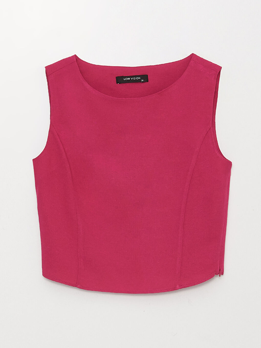 Boat Neck Straight Sleeveless Crop Women's Blouse -S3G764Z8-GZN