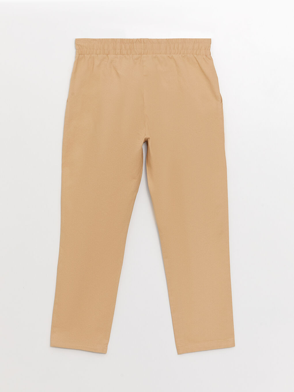 Bej Beli Lastikli Rahat Kalıp Kadın Pantolon-6