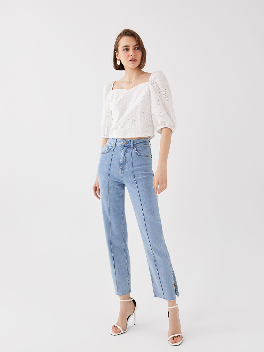 High Waisted Straight Fit Women's Jeans
