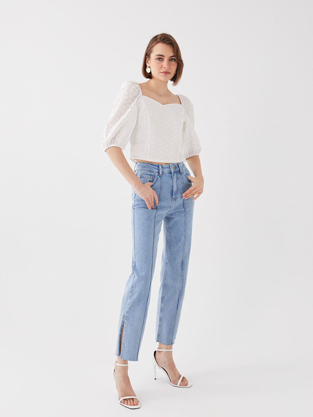 High Waisted Straight Fit Women's Jeans-1