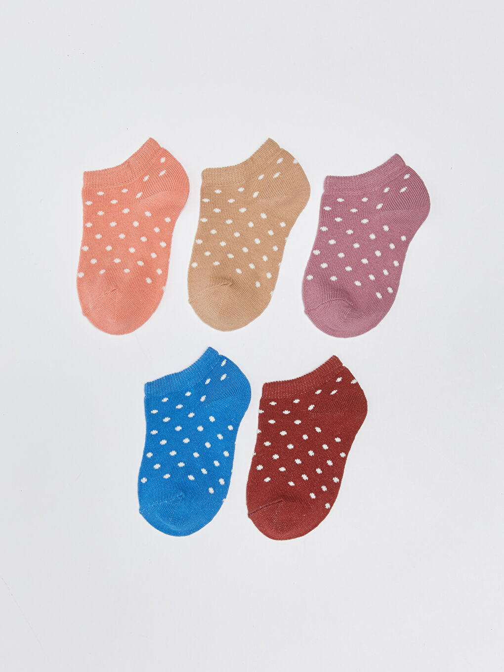 Polka Dot Patterned Baby Girl Booties Socks 5 Pack
