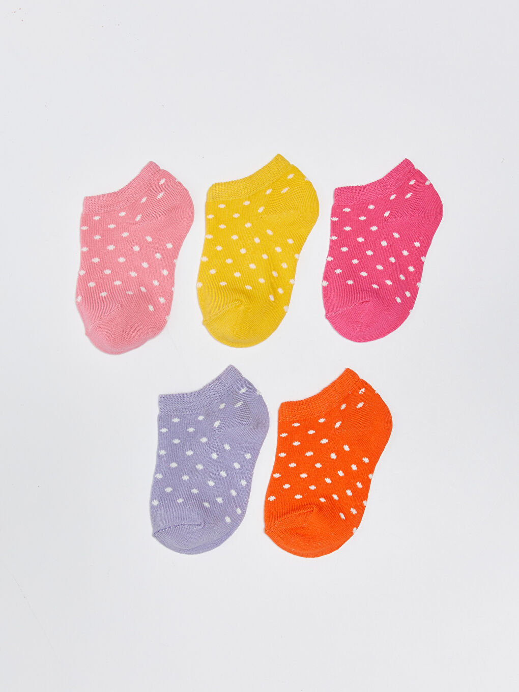 Pembe Puantiye Desenli Kız Bebek Patik Çorap 5'li