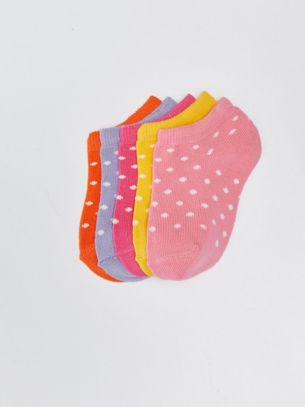 Pembe Puantiye Desenli Kız Bebek Patik Çorap 5'li-1
