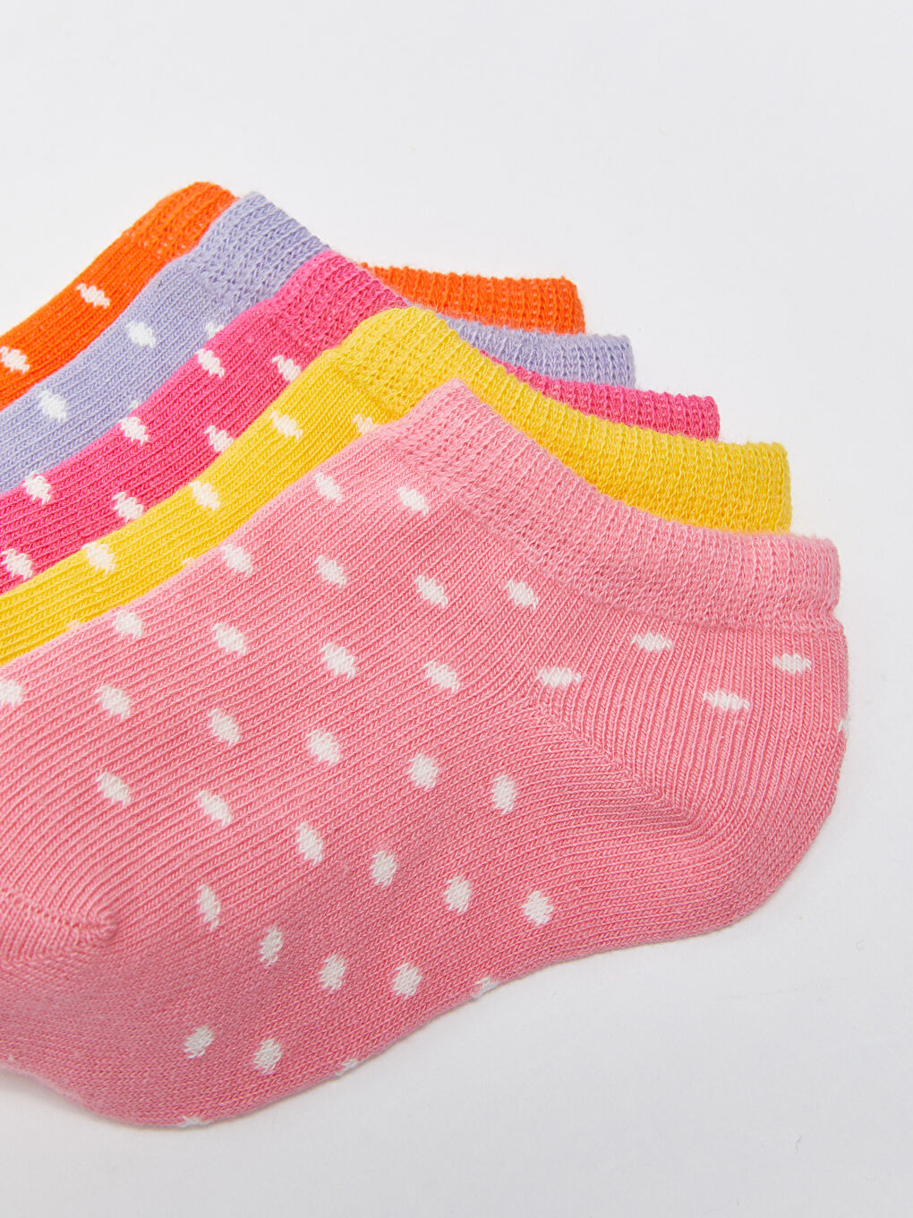 Pembe Puantiye Desenli Kız Bebek Patik Çorap 5'li-2