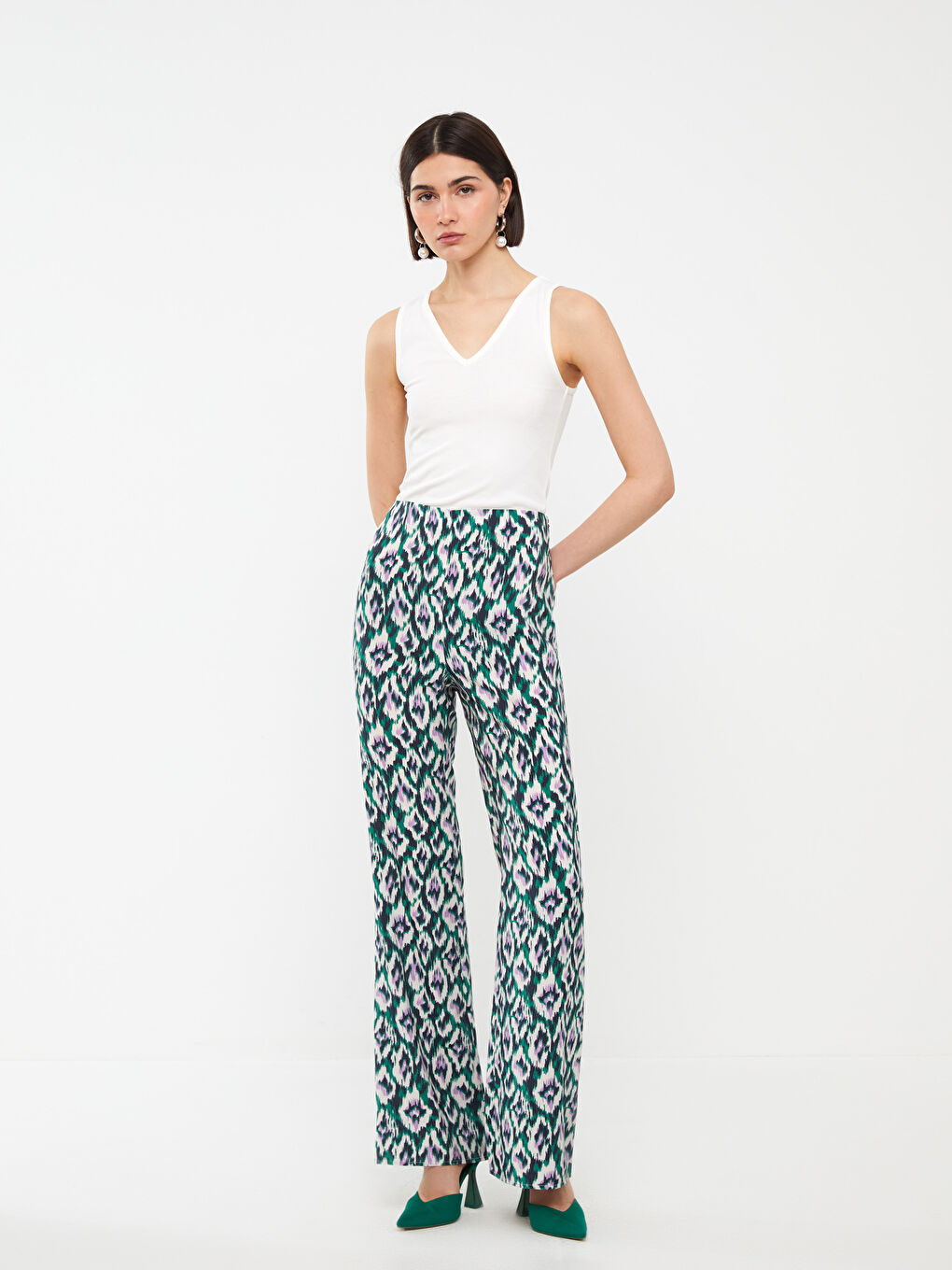 LCW Vision High Waist Standard Fit Flared Women's Trousers -S3G773Z8-LSC