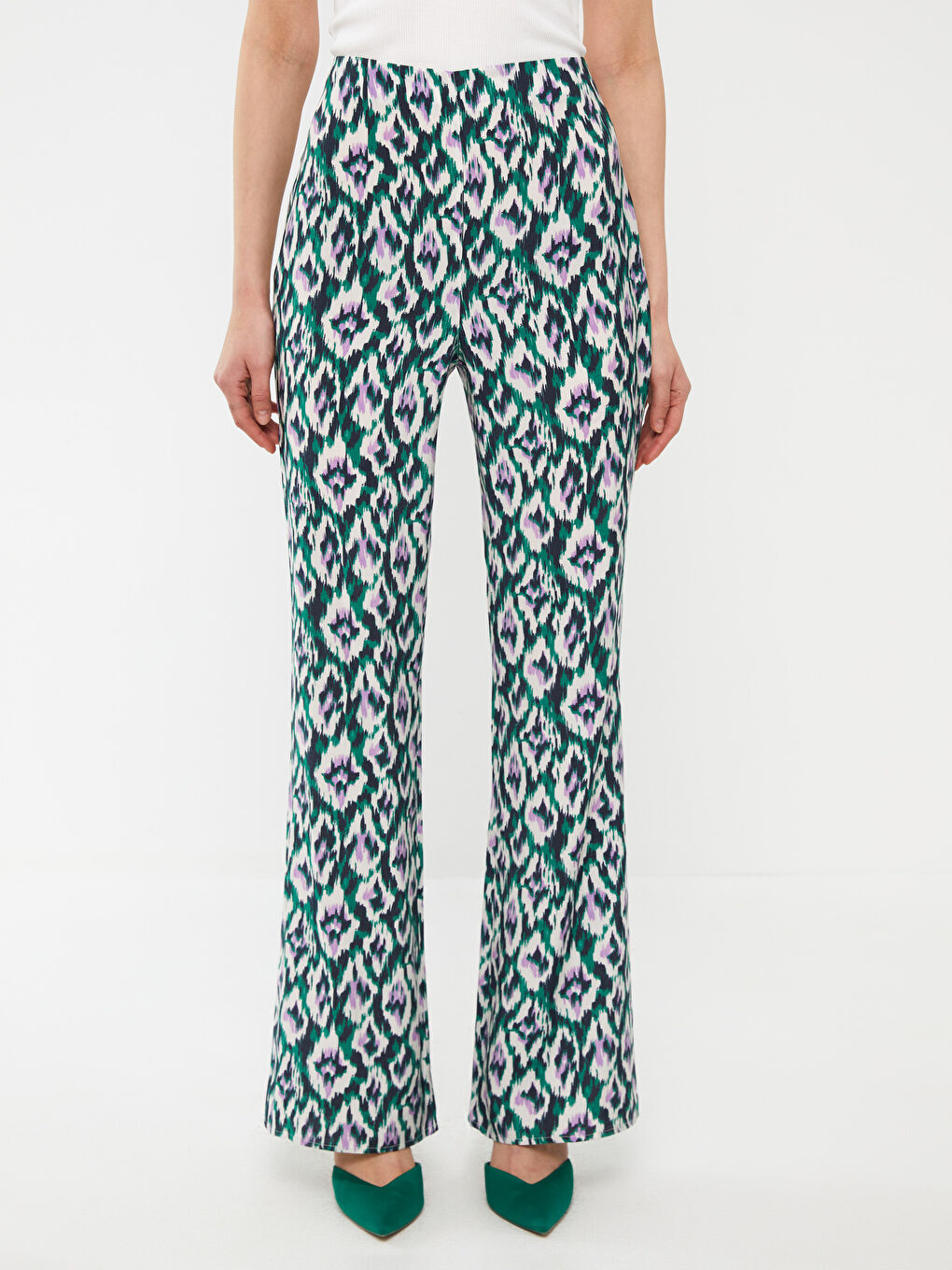 LCW Vision High Waist Standard Fit Flared Women's Trousers -S3G773Z8-LSC