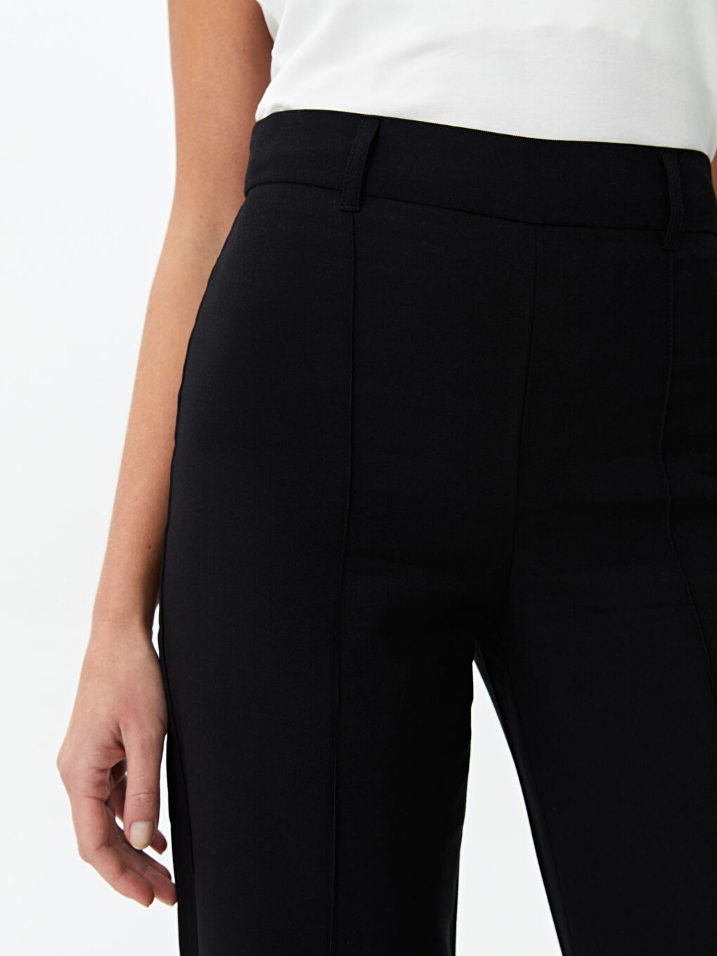 Pantaloni Largi Simpli cu Croială Standard pentru Femei-1