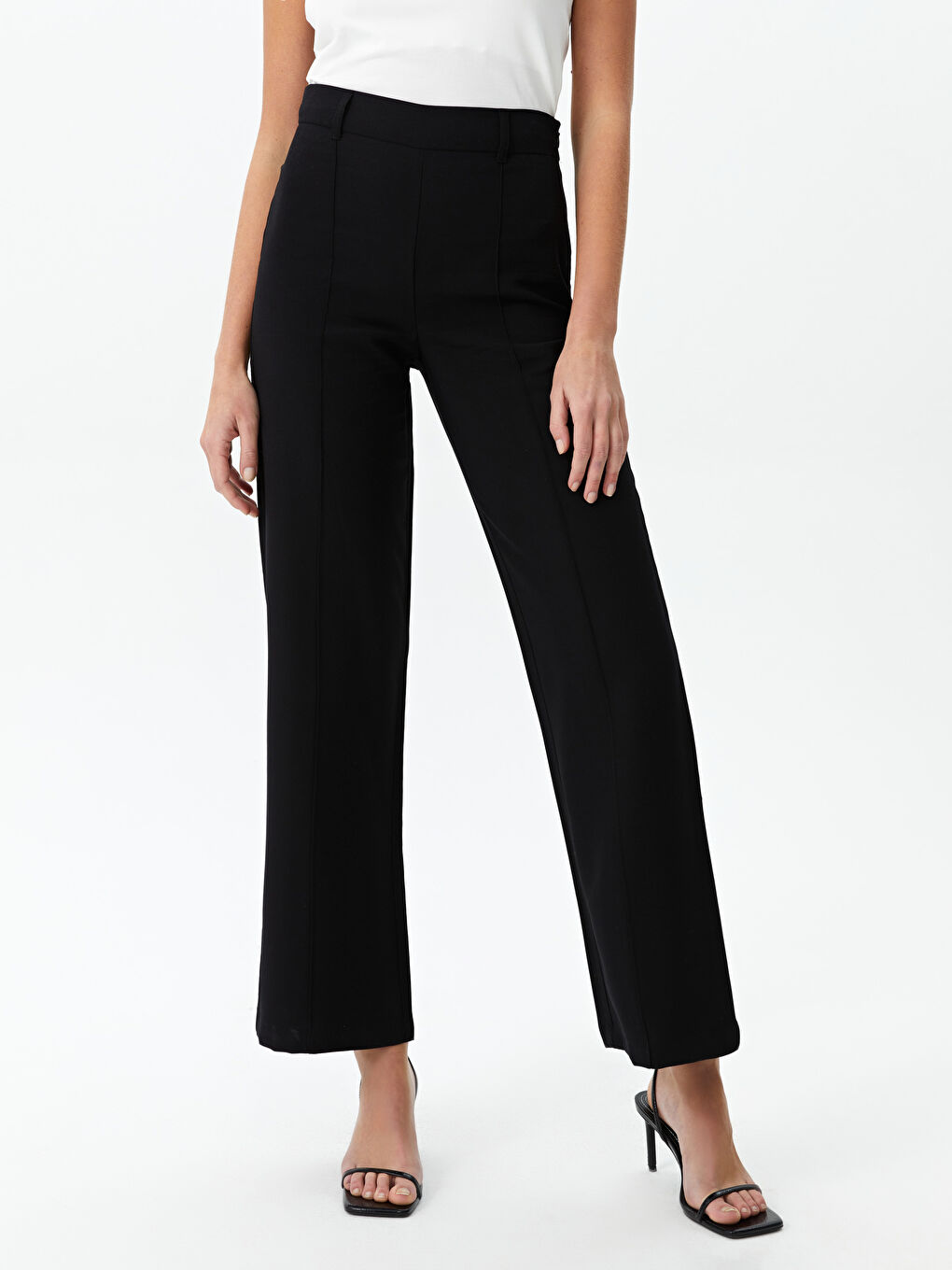 Pantaloni Largi Simpli cu Croială Standard pentru Femei-2