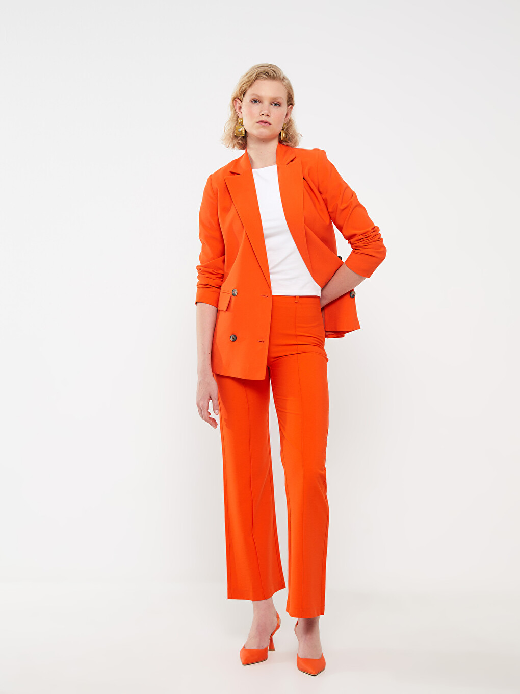 Standard Fit Plain Wide Leg Women's Trousers-1
