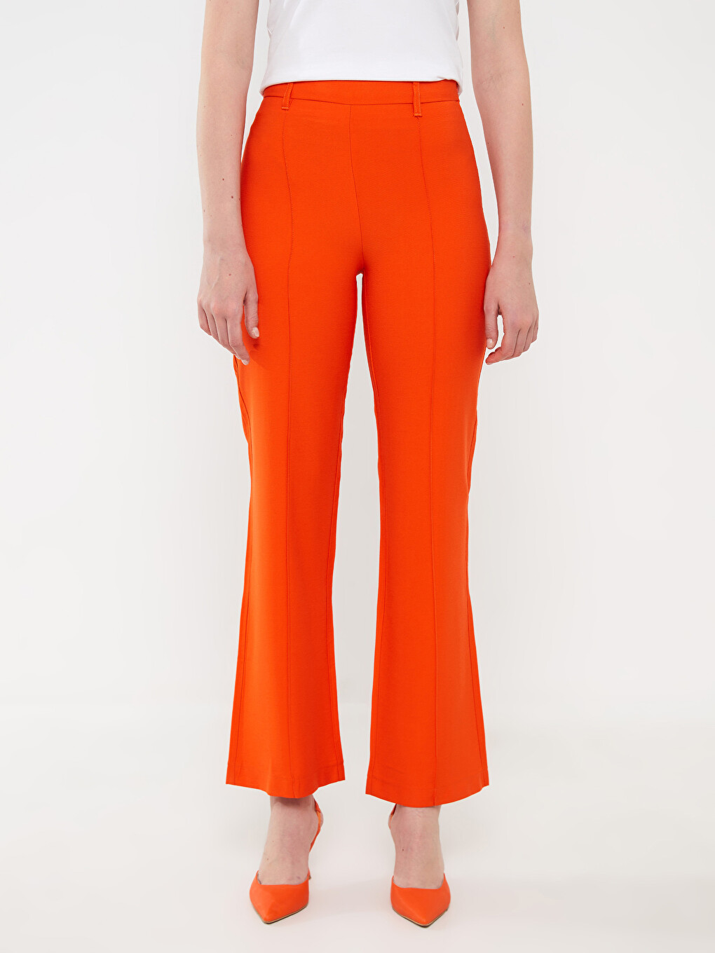 Standard Fit Plain Wide Leg Women's Trousers-3