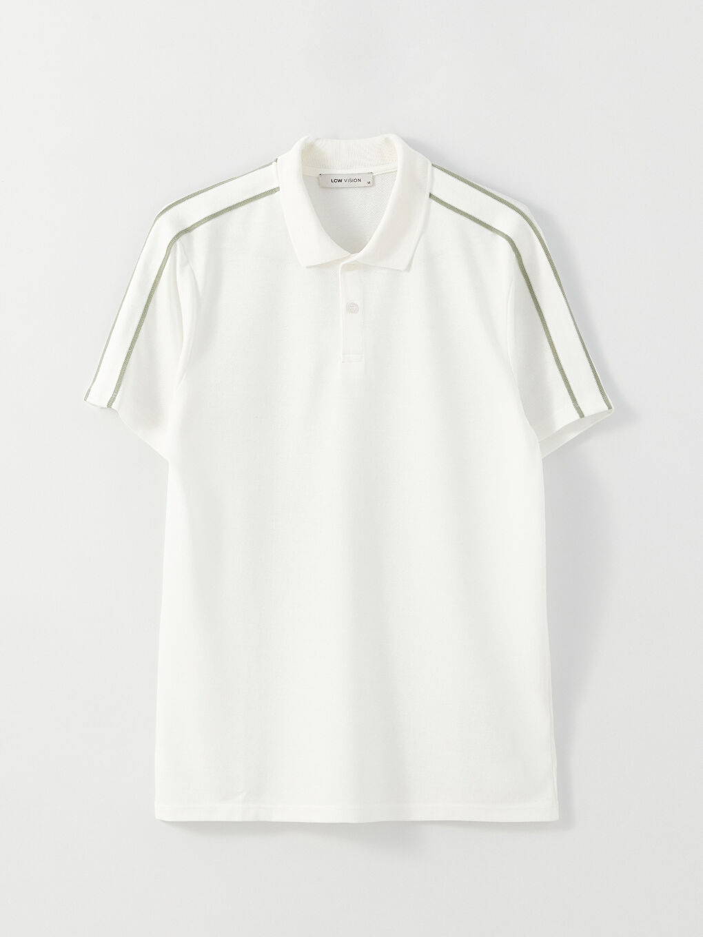 Ekru Polo Yaka Kısa Kollu Pike Erkek Tişört-5