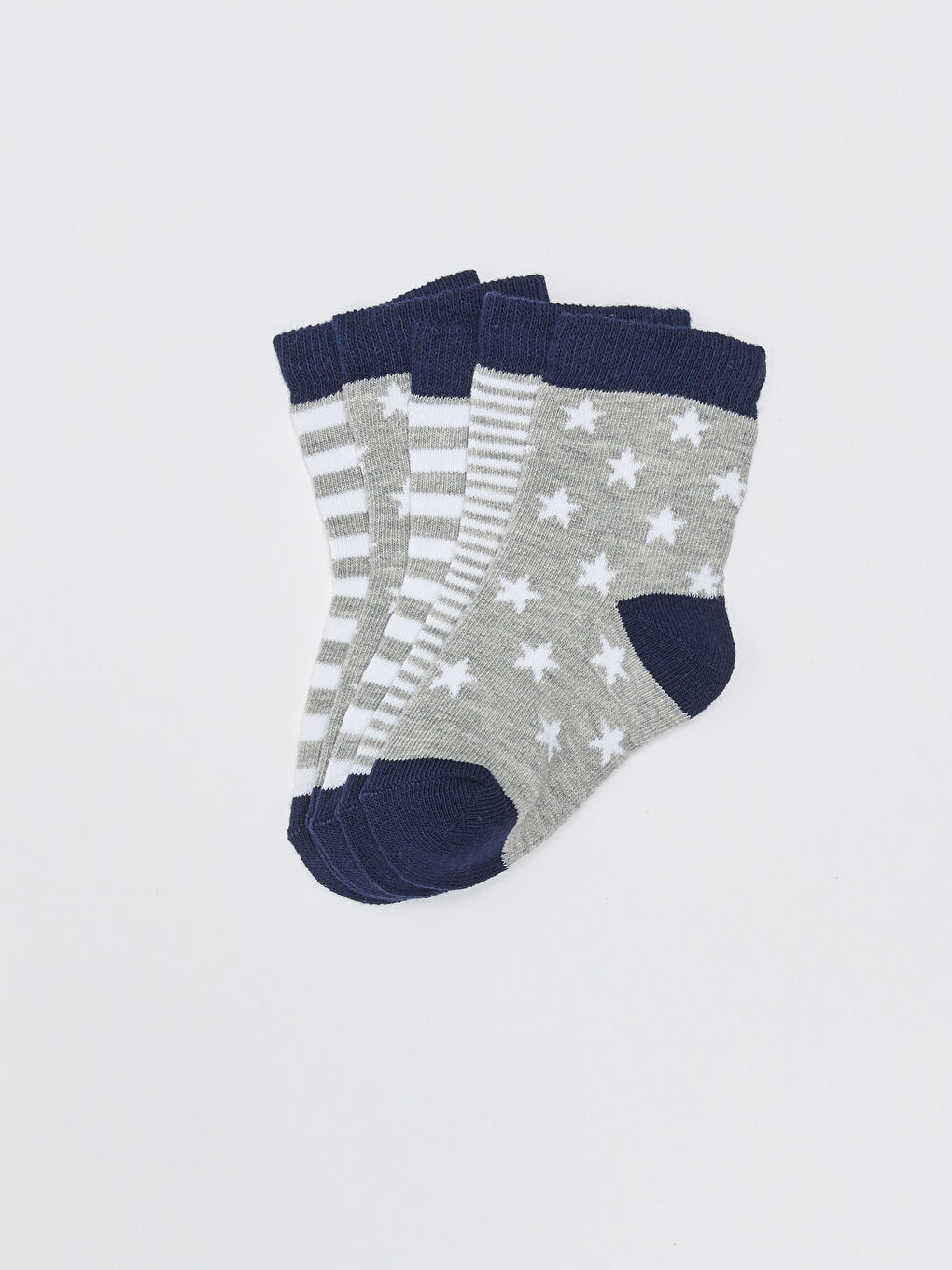 Gri Desenli Erkek Bebek Soket Çorap 5'li-1