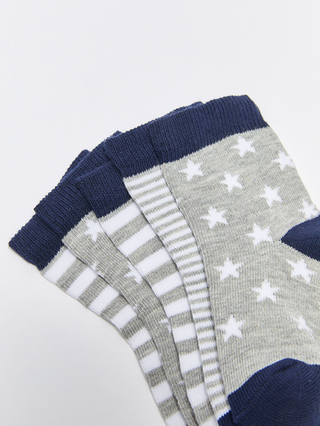 Gri Desenli Erkek Bebek Soket Çorap 5'li-2